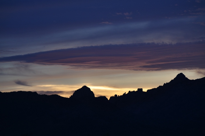 sunset over the Dragoon Mountains